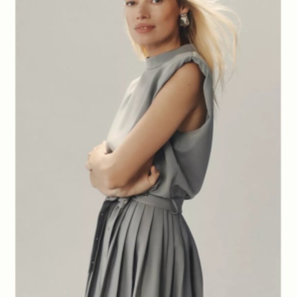 NWT Size S - Anthropologie MARE MARE PLEATED BELTED DRESS - Picture 8 of 16